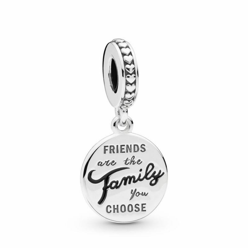 Pandora Friends Are Family Dangle Charm Ireland - Sterling Silver/Enamel/Black - 370659XML